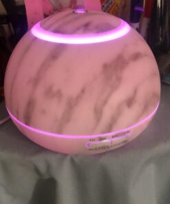 HATHASPACE Marble Essential Oil Aroma Diffuser, 350ml Aromatherapy Fragrance Diffuser & Ultrasonic Cool Mist Room Humidifier, 24+ Hour Capacity, 7-Color Mood Light, Intermittent Mode, BPA-Free (White) White 32 61H46YLU2xL