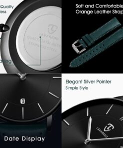 BEN NEVIS Watch, Mens Watch, Minimalist Fashion Simple Wrist Watch Analog Date with Leather Strap GreenBlack 9 61H5 n1y5pL