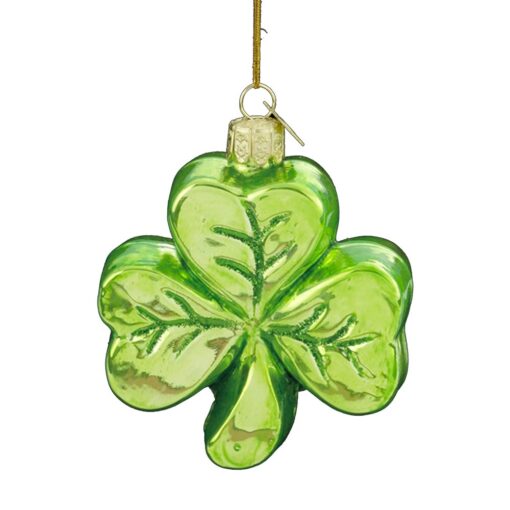 Noble Gems Kurt Adler 3-1/4-Inch Glass Shamrock Ornament