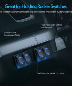 Alternative view of MicTuning MH002 2PCS Rocker Switch Holder Panel Housing Kit Fireproof ABS Plastic Black, 1 Pack