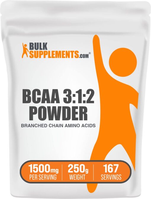 BULKSUPPLEMENTS.COM BCAA 3:1:2 Powder - Branched Chain Amino Acids, BCAA Supplements, BCAA Powder - BCAAs Amino Acids Powder, Unflavored, 1500mg per Serving - 167 Servings, 250g (8.8 oz) 167 Servings (Pack of 1)