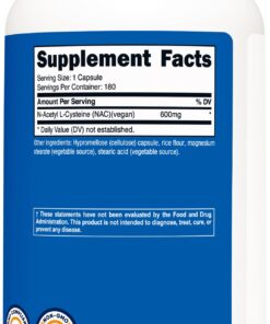 Nutricost N-Acetyl L-Cysteine (NAC) 600mg, 180 Capsules - Non-GMO, Gluten Free Unflavored 180 Count (Pack of 1) 13 61HCNugINRL