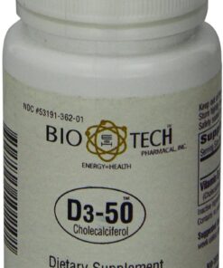 Bio-Tech Pharmacal D3-50 50,000 IU, 100 Capsules – All-Natural Supplement – Supports Bone, Cardiovascular, Neuromuscular, & Immune Health – No Dairy, Fish, Gluten, Peanut, Shellfish, & Soy Standard Packaging 20 61HFjgwk3nL