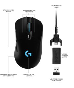 Logitech G703 Lightspeed Gaming Mouse with POWERPLAY Wireless Charging Compatibility, Black 17 61HGAhl2p9L