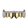 TOPGRILLZ 14K Gold Plated Iced Out CZ Top and Bottom Vampire Fangs Werewolf Grillz for Your Teeth Hip Hop Halloween Accessory Gold Bottom 15 61HGme8eWUL
