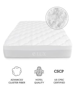 ExceptionalSheets Pillow Top Mattress Pad - Found in Marriott Hotels with Fitted Skirt and 18" Deep Pockets - Supportive Pillowtop Mattress Pad Cover with Cluster Fiber - Queen Size 35 61HLNujAaGL