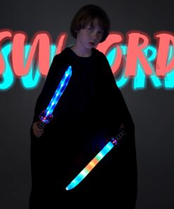 Alternative view of JOYIN 2 Packs Toys Ninja Swords for Kids with Motion Activated Clanging Sounds Vibrant Blue and Multi Color Deluxe Play Sword for Halloween Party, Costume Accessories