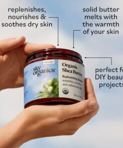 Sky Organics Organic Shea Butter for Body & Face USDA Certified Organic, 100% Raw & Unrefined to Soften, Smooth & Boost Radiance, 15 Ounce. 1 Pound (Pack of 1) 24 61HS IHZmIL