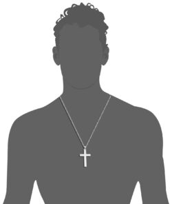 FIBO STEEL Stainless Steel Cross Pendant Chain Necklace for Men Women, 22-30 Inches 50*30*3mm cross, 24 inches chain 30 61HTDDvNNmL