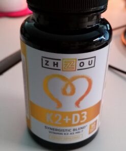 Zhou Nutrition Vitamin D3 K2, Bone and Heart Health Formula 5000 IU Vitamin D3 & 90 mcg Vitamin K2, Max Strength 2 in 1 Immune Support and Calcium Absorption, Gluten Free, 60 Count Capsules 33 61HWAyW2m0L