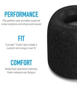 Alternative view of Comply T-500 Memory Foam Replacement Earbud Tips For KZ ZS10, ZSN, AS10, ZSX, STARFIELD, FH7, FIIO, MOONDROP And More Earphones (Assorted), Black, Small/Medium/Large, 3 Pairs 500