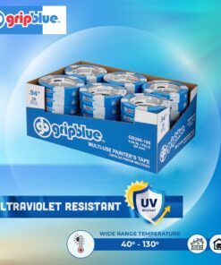 GripBlue Blue Painters Tape 1 inch Wide, Masking Tape Blue .94in x 60yds, 36 Rolls of Blue Paint Tape, 1 Inch Painters Tape for Sharp Lines, Blue Tape is Surface-Safe & Residue-Free 1 in/.94 (Case 36) 9 61HXQXuRk2L