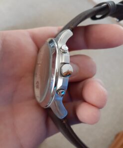 Fossil Grant Men's Watch with Chronograph Display and Genuine Leather or Stainless Steel Band Silver, Brown 36 61HZ1ABtK7L