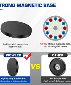 WOWLED 2 Pcs Magnetic Light Bar Mount, Magnetic Work Light Base, Powerful Magnet Mounting Brackets Holder with Rubber Pad for Off-Road Driving Lamp, Curved LED Light Bar, Emergency Light 15 61HfkPWeojL