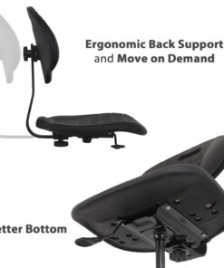 BenchPro Deluxe Polyurethane Chair With 18” Adjustable Footring and Heavy Nylon Base , 21"-31" Height Adjustment, 450 lbs Capacity Measures 18.5" width by 22"-32" height by 18" depth Black 20 61Hh8SJK1OL