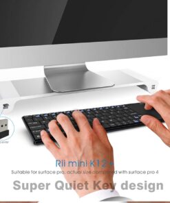 Rii K12+ Mini Wireless Keyboard with Large Touchpad Mouse&Qwerty Keypad, Stainless Steel Portable Wireless Keyboard with USB Receiver for MacBook/iPad/Tablet/PC/Laptop/Smart TV/Raspberry Pi - Black 27 61HitQIGzZL
