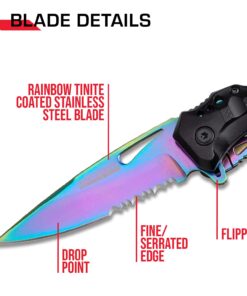 Tac Force- TF-705 Series - Bottle Opener, Glass Punch and Pocket Clip, Tactical, EDC, Rescue Rainbow 30 61Hm iYFG9S