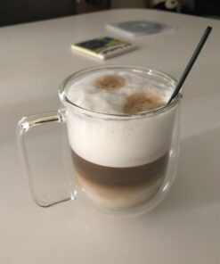 Huada Double Wall Insulated Borosilicate Glass Mugs Modern Espresso Cups, 10-Ounce, Set of 2 47 61Hq10IDHoL