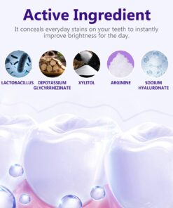 Colour Corrector Purple Toothpaste, V34 Purple Toothpaste for Teeth Whitening, Purple Toothpaste Purple Teeth Whitening Foam for Tooth Stain Removal Teeth Whitening Booster Multicolor 13 61HrqV3nZvL