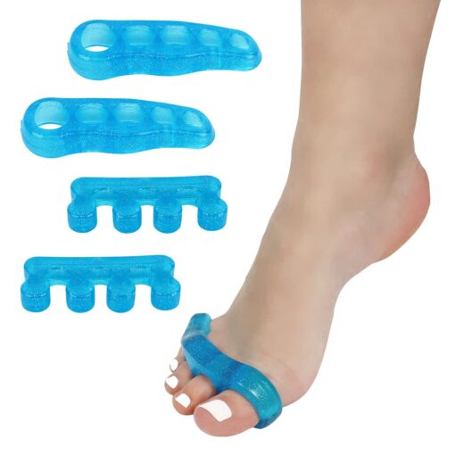 Silicone Toe Separator | Gel Toe Separators & Toe Spacers for Feet with Overlapping Toes | Hammer Toe Straightener & Bunion Corrector for Women & Men | Size 9 & Below Gel Toe Separators - Size 9 & Below (Blue)