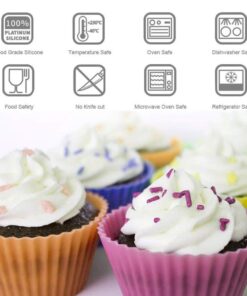 Mirenlife Silicone Cupcake Liners Reusable Silicone Baking Cups Nonstick Muffin Molds Easy Clean Silicone Muffin Liners, 24 Pieces in 8 Rainbow Colors 30 61HxYEDi0dL