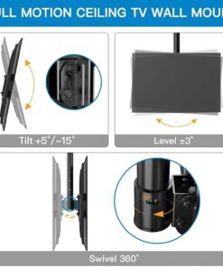 PERLESMITH Ceiling TV Mount for 26-65 inch Flat Screen Displays, Hanging Adjustable Ceiling TV Bracket Fits Most LCD LED OLED 4K TVs, Pole Ceiling Mount Holds up to 110lbs, Max VESA 400x400mm, PSCM2 22 61I0rEo KPL