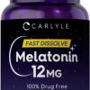 Carlyle Melatonin 12 mg Fast Dissolve 180 Tablets | Drug Free | Natural Berry Flavor | Vegetarian, Non-GMO, Gluten Free 180 Count (Pack of 1) 46 61I1CQKkzEL