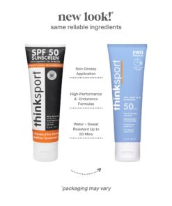 Thinksport SPF 50 Mineral Sunscreen – Safe, Natural Sunblock for Sports & Active Use - Water Resistant Sun Cream –UVA/UVB Sun Protection – Vegan, Reef Friendly Sun Lotion, 3 Fl Oz (Pack of 1) 3 Fl Oz (Pack of 1) 27 61I3lGna41L 1