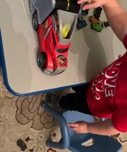 Amazon Basics Toy Car Carrier Truck With Storage For Kids Ages 3 and Up, 6-Pieces Diecast Vehicles & 16 Accessories, Multicolor, Medium 74 61I5A5DqVxL