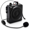 PYLE-PRO Portable PA Speaker Voice Amplifier - Built-in Rechargeable Battery w/ Headset Microphone Hands-free Waist-Band Strap & Aux 3.5mm Jack for External Audio Stream Devices - Pyle PWMA50B , Black 21 61I5up7hCEL