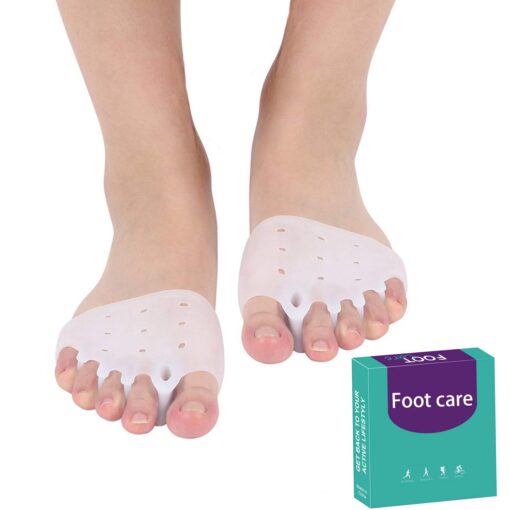 Askilt Gel Metatarsal Cushion Pads, Toe Separators Bunion Splint Pads for Hallux Valgus, Hammer Toe, Forefoot Pads,Gel Metatarsal Pad Breathable for Mortons Neuroma White