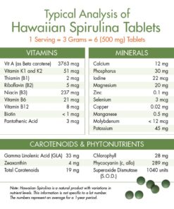 Nutrex Hawaii, Pure Hawaiian Spirulina 500 mg, Vegan, Supports Immune System, Heart, Cells and Energy, 400 Tablets 400 Count (Pack of 1) 20 61IBVPx4TUL