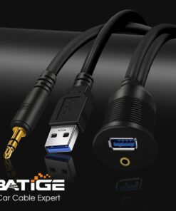 Alternative view of BATIGE USB 3.0 & 3.5mm Car Mount Flush Cable 3.5mm + USB3.0 AUX Extension Dash Panel Waterproof Mount Cable for Car Boat and Motorcycle - 6ft USB3.0 & DC3.5 6ft