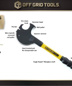 Off Grid Tools Pro Trucker’s Friend – Yellow, Carbon Steel Blade, Shock Absorbing Grip, All-Purpose Multitool, Made in USA, Curved Axe Head, Hammer, Pry Bar, Nail Puller 15 61IGUZNmImL