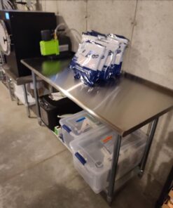 ROCKPOINT Stainless Steel Table for Prep & Work with Backsplash 60x24 Inches, NSF Metal Commercial Kitchen Table with Adjustable Under Shelf and Table Foot for Restaurant, Home and Hotel 60x24inch 41 61IGplZWJML