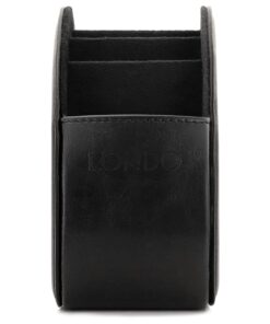 Londo Remote Control Holder with 5 Pockets - Store DVD, Blu-Ray, TV, Roku or Apple TV Remotes - PU Leather with Suede Lining - Slim, Compact Living or Bedroom Storage Black 15 61IHbEjEbNL