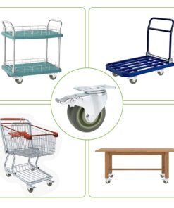 4’’ TPR Heavy Duty Swivel Caster Wheels Lockable Ball Bearing 1200lbs (Set of 4) - Silver Gray with brake 17 61IK9FXYbL