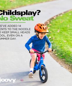 Joovy Noodle Bike Helmet for Toddlers and Kids Aged 1-9 with Adjustable-Fit Sizing Dial, Sun Visor, Pinch Guard on Chin Strap, and 14 Vents to Keep Little Ones Cool (Small, Orangie) Small 16 61IKDpReWIL