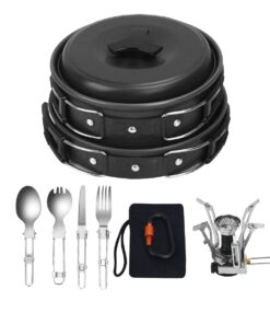 Alternative view of Bisgear 16pcs Camping Cookware Backpacking Stove Mess Kit – Camping Cooking Set - Camping Pots and Pans Set - Camping Accessories Equipment - Backpacking Supplies Survival Gear Black