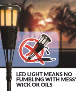 Newhouse Lighting FLTORCH4-B Solar-Powered Flickering Flame Outdoor Island Torches, 4-Pack, Dark Chocolate,Black 22 61ISX1r3X5L