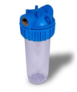 10" Clear Standard Transparent Whole House Water Filter System with Presser Relief Button, 3/4” Inlet/Outlet Brass Port & 5 Micron Block Activated Carbon Cartridge, Meets NSF Standards & Regulations 10 61ITTxGIOML