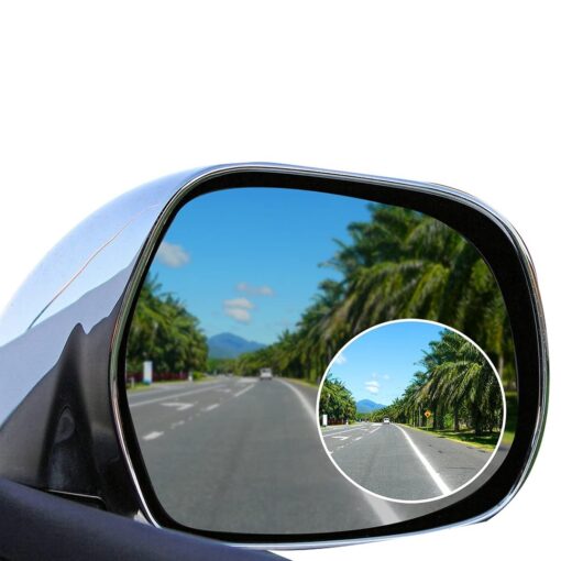 Lebogner 2 Pack Blind Spot Mirrors Car Accessories, 2" Round HD Glass Slim Frameless Convex Rear View Mirror, Wide Angle 360°Rotate 30°Sway Adjustable Stick On Mirror For All Cars, SUV, And Trucks