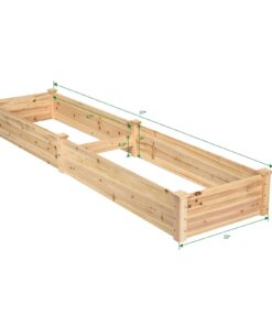 Giantex Raised Garden Bed Planter, Wooden Elevated Vegetable Planter Kit Box Grow for Patio Deck Balcony Outdoor Gardening, Natural 97"Lx25"Wx10"H Rectangular 28 61IZSTI9utL