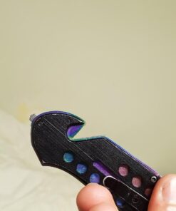 TAC Force Spring Assisted Folding Pocket Knife – Rainbow TiNite Coated Drop Point Blade and Liner, Black Aluminum Handle w/ Rope Cutter, Glass Punch, and Clip, Tactical, EDC, Rescue - TF-509 4.75 inch 44 61IbMz4HH0L