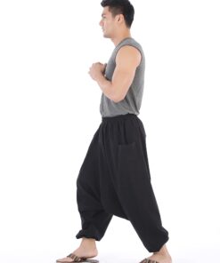 CandyHusky 100% Cotton Hippie Gypsy Boho Baggy Pants Harem Pants for Men Women Yoga Pants Aladdin Pants One Size Fits Most Black 17 61Id62ccVAL