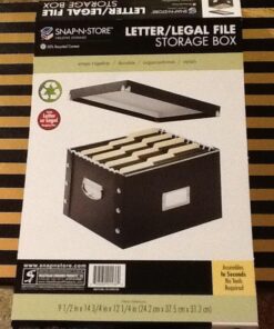 Snap-N-Store File Storage Box & Organizer - 1 Pack - 16.125 x 13.125 x 9.875 Inch Letter/Legal Size Portable File Box with Lid for Documents - Back To School Supplies for Students - Glossy Black Letter/Legal File 29 61IfKeJHrsL