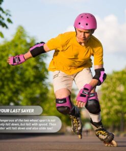 JBM Adult & Kids Knee Pads Elbow Pads Wrist Guards 3 in 1 Protective Gear Set for Skateboarding, Skating, Inline Skating, Roller Skating, Scooter, Biking and Multi-Sports Large (12+ years) Pink 23 61Ig9AJAuRL 1