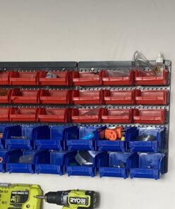 Wall-Mounted Garage Storage Bins - 30 Compartments for Garage Organization, Craft Supply Storage, Tool Box Organizer Unit by Stalwart (Red/Blue) 28 61IgPM93VEL