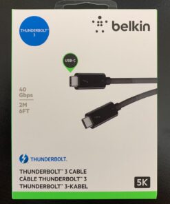 Belkin USB C Cable - Thunderbolt 3, 6.5 Feet/2 Meters, USB C to USB C Cable Type, Fast Charging Up To 100 Watts, Fast Transfer up to 40 Gbps, Supports 5K Ultra HD Displays - Black 6.5 FT 21 61IhhvPh 9L