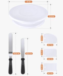 Kootek Cake Decorating Kit Baking Supplies Cake Turntable with 2 Frosting Straight Angled Spatula 3 Icing Smoother Scrapers Baking Accessories Tools for Beginners and Pros, White 28 61IjbDaaTbL